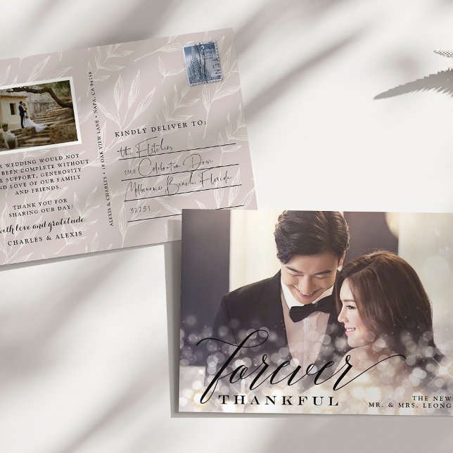 Bokeh Flare Wedding Photo Thank You Postcard (Creator Uploaded)