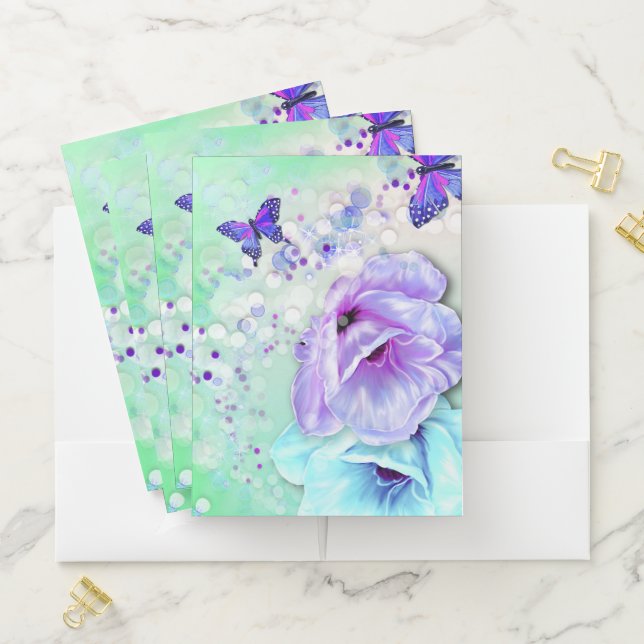 Bokeh, Flowers and Butterflies Pocket Folder (In Situ)