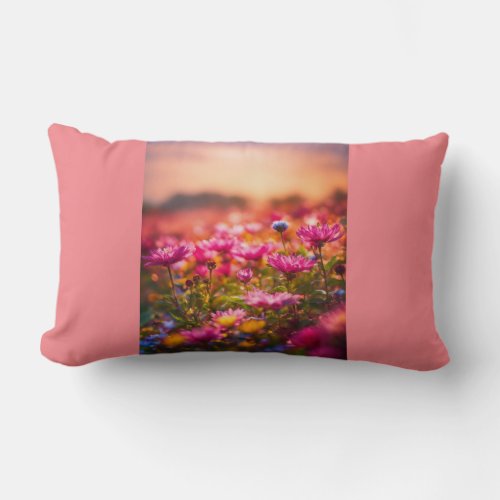 Bokeh Flowers Luxury Pillow Floral Elegance Lumbar Pillow