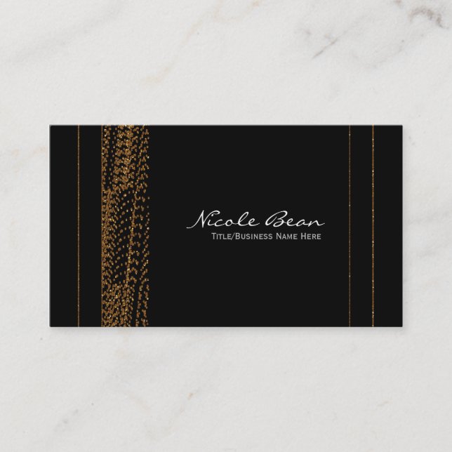 Bokeh Glam Black & Gold Chic Business Cards (Front)