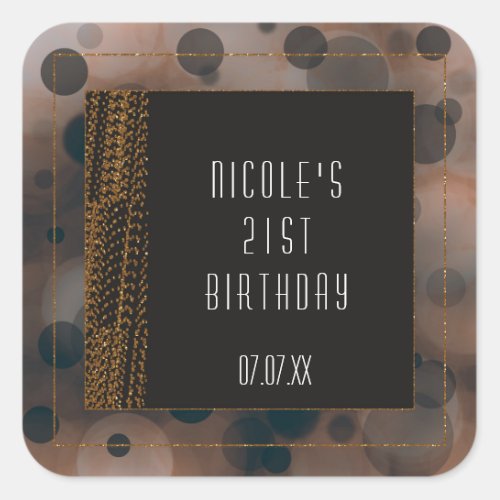 Bokeh Glam Brown Beige  Gold Favor Stickers