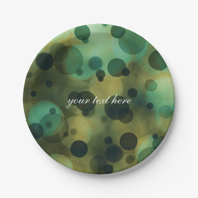 Bokeh Glam Lights Green & Gold Party Plates (Front)