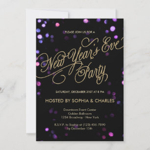 Bokeh Glam New Year's Eve Party Invitation