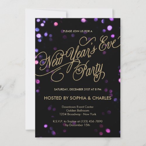 Bokeh Glam New Years Eve Party Invitation