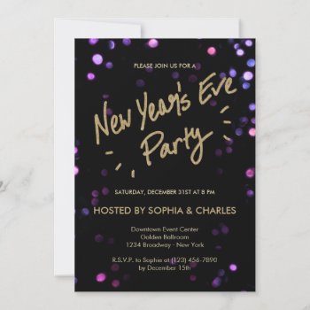 Bokeh Glam New Year's Eve Party Invitation by colleenmichele at Zazzle