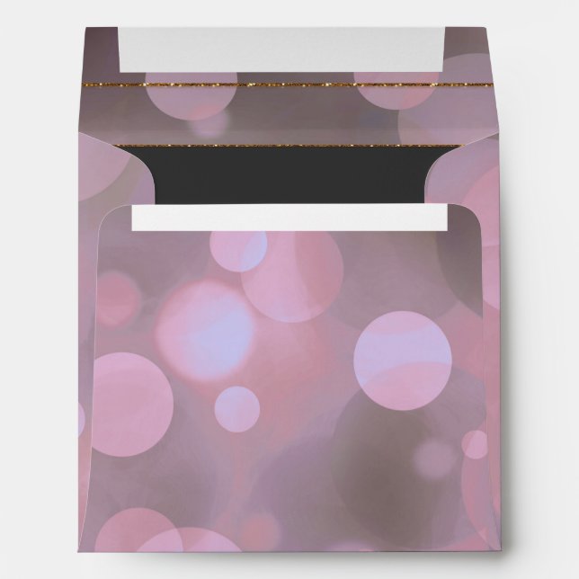Bokeh Glam Pink Grey & Gold Invitation Envelopes (Back (Bottom))