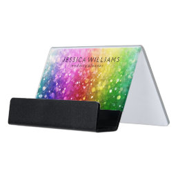Bokeh Glitter Colorful Modern Pattern Desk Business Card Holder