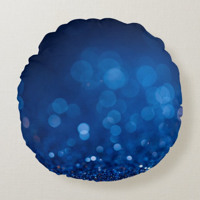 Bokeh Glitters: Sparkling Circles Background. Round Pillow (Front)