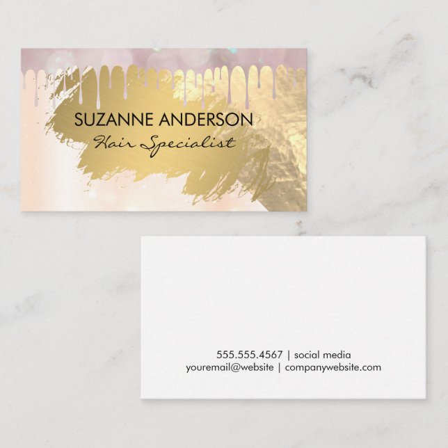 Bokeh Glow Drip | Gold Foil Business Card (Front/Back)