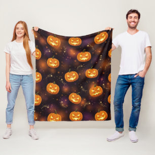 Bokeh Halloween Glowing Jack-O’ Lantern (4) Fleece Blanket