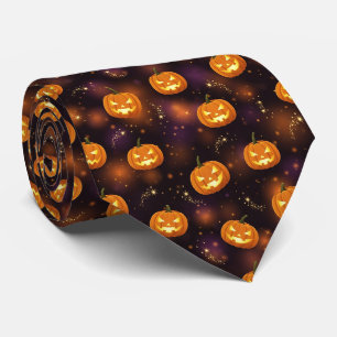 Bokeh Halloween Glowing Jack-O’ Lantern (4) Neck Tie