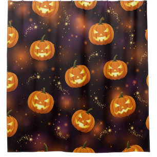 Bokeh Halloween   Glowing Jack-O’ Lantern (4) Shower Curtain