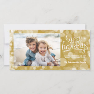 Bokeh Happy Holidays Photo Card: Modern Style Holiday Card