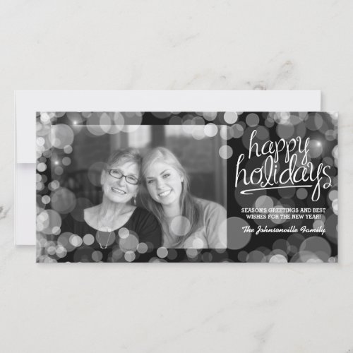 Bokeh Happy Holidays Photo Card Modern Style Holiday Card