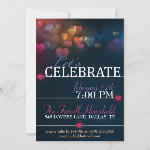 Bokeh Hearts valentine Love Party Invite