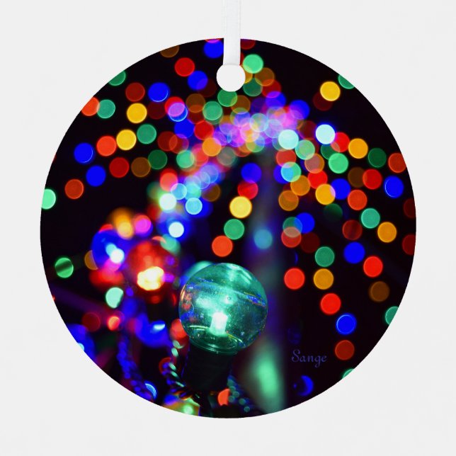 Bokeh Holiday Lights Metal Ornament (Front)