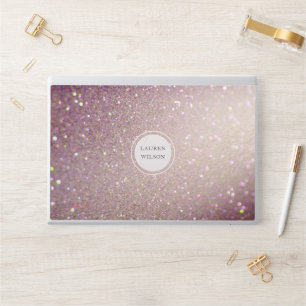 bokeh iridescent gold monogram HP laptop skin