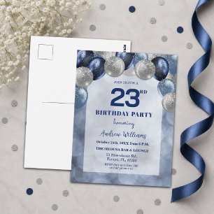 Bokeh Lights 23rd Glitter Balloons Birthday Party Postcard
