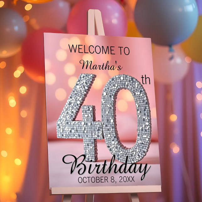 Bokeh Lights and Sequins 40th Birthday Celebration Foam Board (Creator Uploaded)