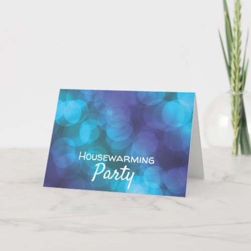 Bokeh Lights Blue Spot Housewarming Party Invite