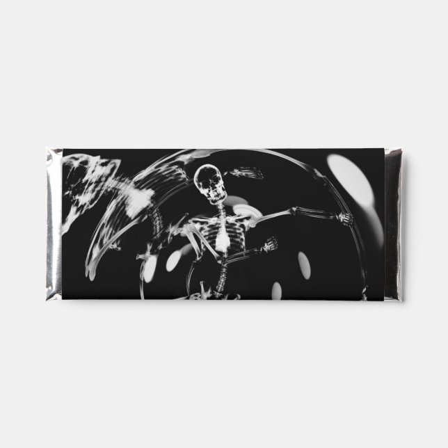 Bokeh Lights Dancing Skeleton - B&W Hershey Bar Favors (Front)
