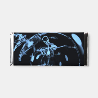 Bokeh Lights Dancing Skeleton - Blue Hershey Bar Favors
