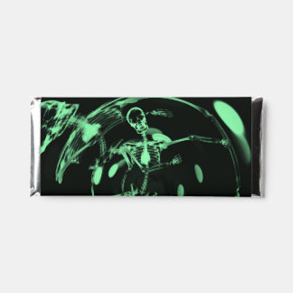 Bokeh Lights Dancing Skeleton - Green Hershey Bar Favors