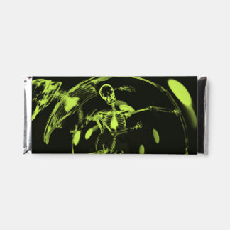 Bokeh Lights Dancing Skeleton - Lime Green Hershey Bar Favors
