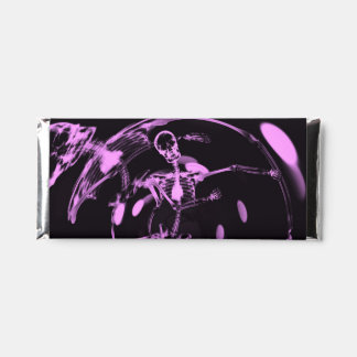 Bokeh Lights Dancing Skeleton - Pink Hershey Bar Favors