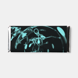 Bokeh Lights Dancing Skeleton - Teal Hershey Bar Favors