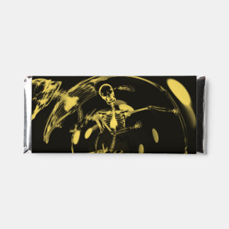 Bokeh Lights Dancing Skeleton - Yellow Hershey Bar Favors