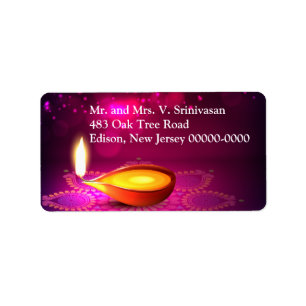 Bokeh Lights Diwali Lamp Return Label
