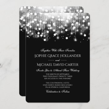 Bokeh Lights In Black And White Invitation by Charmalot at Zazzle