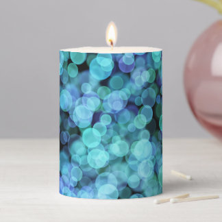 Bokeh Lights in Shades of Blue Pillar Candle