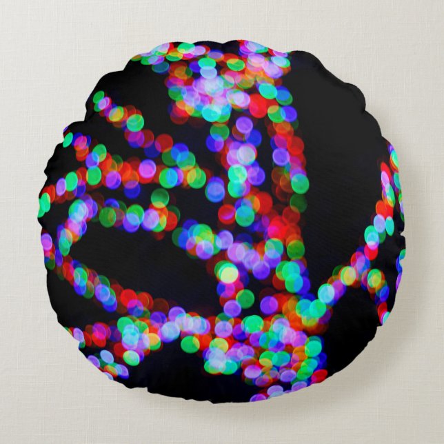 Bokeh lights round pillow (Front)