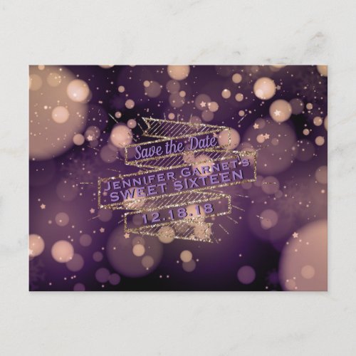 Bokeh Lights Save the Date Elegant Birthday Party Announcement Postcard