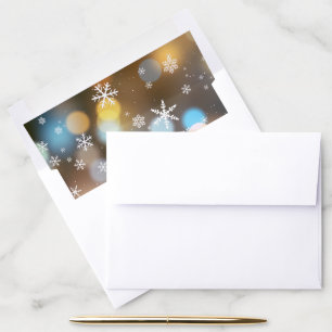 Bokeh Lights Snowflakes Modern Christmas Holiday Envelope Liner