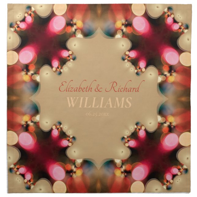 Bokeh Lights Wedding Keepsake Napkins (Front)