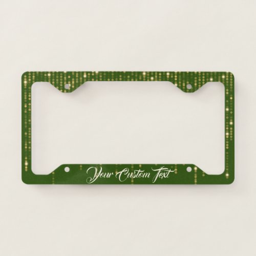 Bokeh Night Green Bling License Plate Frame