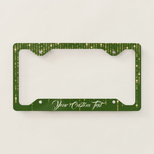 Bokeh Night Green Bling License Plate Frame (Front)