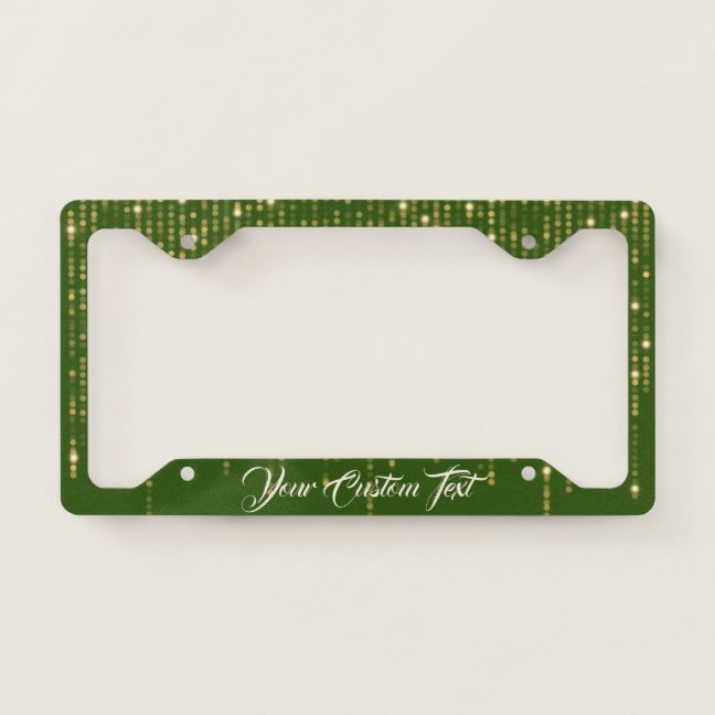 Bokeh Night Green Bling License Plate Frame