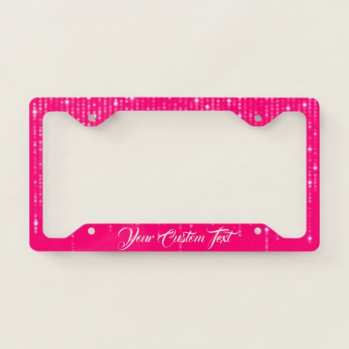 Bokeh Night Lights Pink Bling License Plate Frame