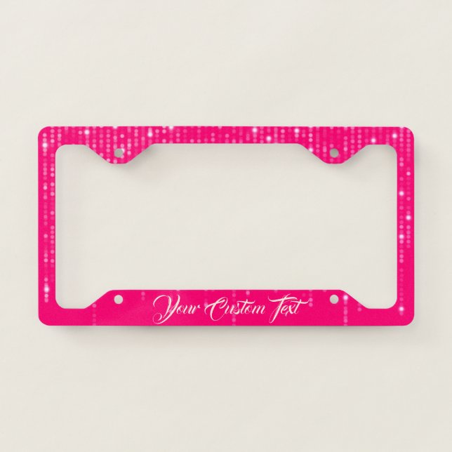 Bokeh Night Lights Pink Bling License Plate Frame (Front)