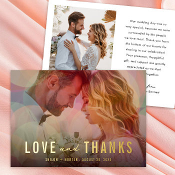 Bokeh Overlay Wedding Foil Thank You Card by Orabella at Zazzle
