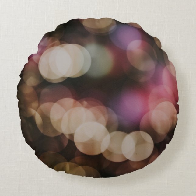 Bokeh photography of lights round pillow (Front)