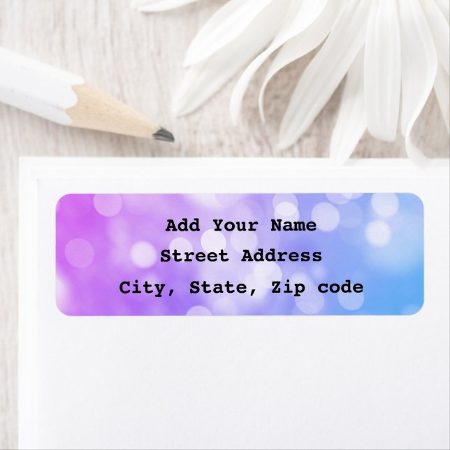 Bokeh Pink Purple Blue Ombre Sparkle Glittery Cool Label (Insitu)