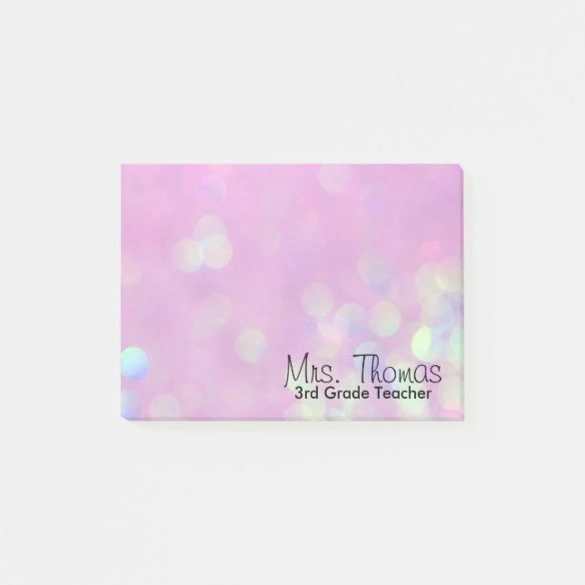 Bokeh Post It Notes 4x3 (Pink) (Front)
