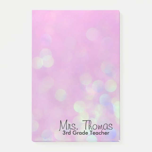 Bokeh Post It Notes 4x6 (Pink) (Front)