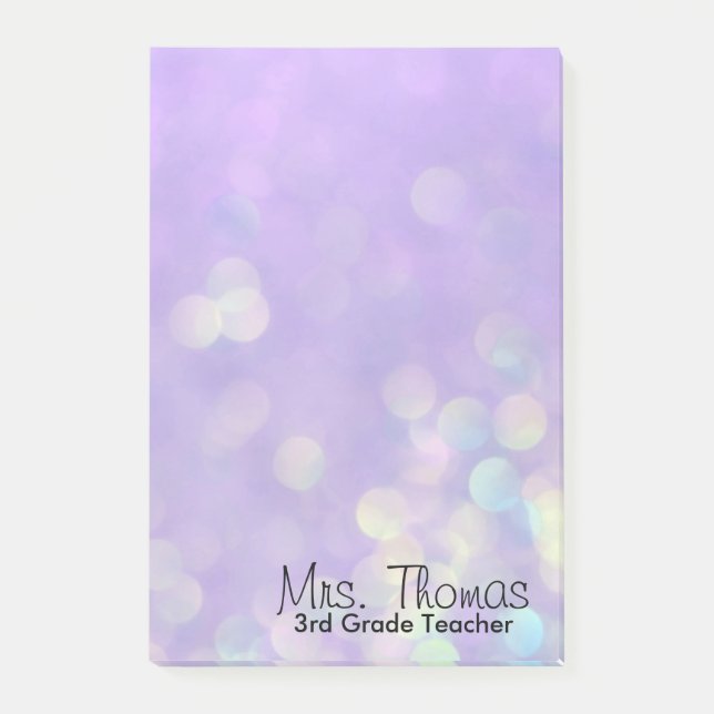 Bokeh Post It Notes 4x6 (Purple) (Front)