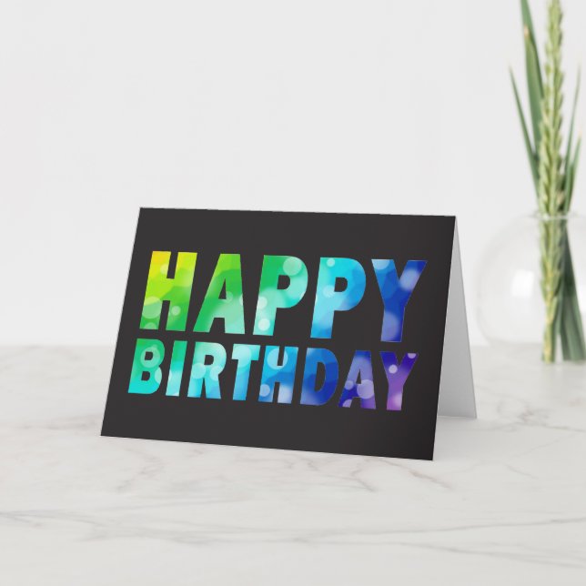 Bokeh Rainbow Pattern Birthday Card (Front)